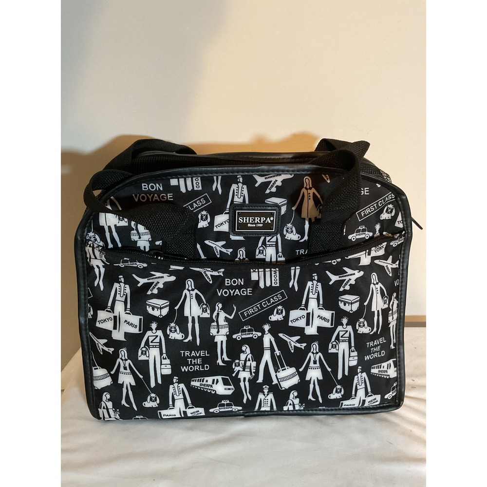 Sherpa Pet Carrier Travel the World Graphic Print Black‎ White Soft Sided Bag